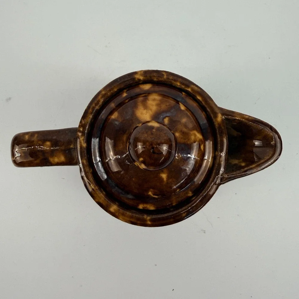 Antique Bennington Rockingham Glaze Individual Coffee Pot with Lid Brown